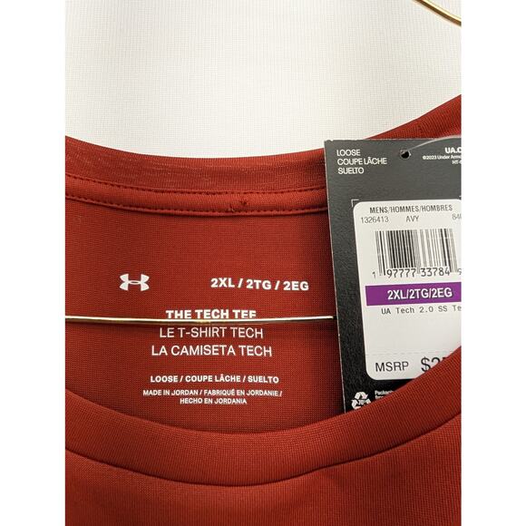 NWT Under Armour Men's UA Tech 2.0 Short Sleeve T-Shirt in Earthen Orange sz 2XL - Picture 2 of 4